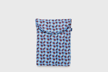 13/14" Puffy Laptop Sleeve [Wavy Gingham Blue] Bags & Wallets [Accessories] BAGGU    Deadstock General Store, Manchester