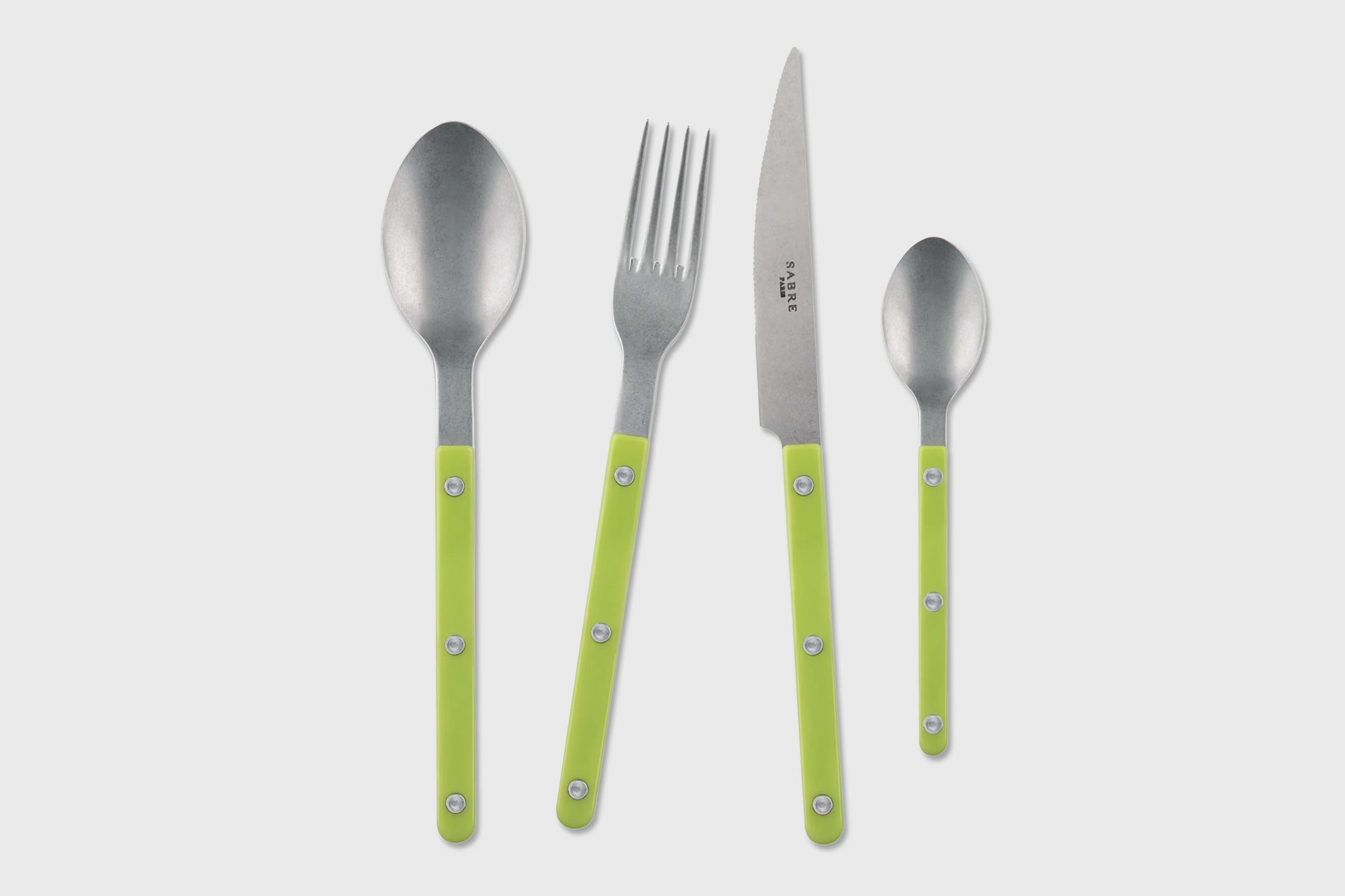 Sabre Paris - Bistrot Vintage Cutlery 4 Piece Set Lime - BindleStore.