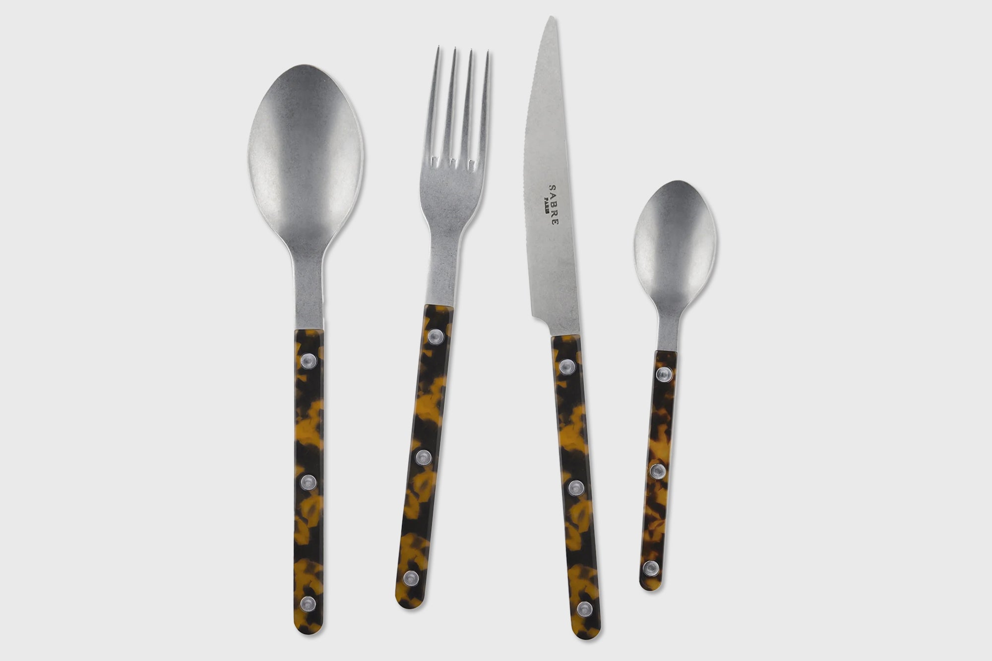 Sabre Paris - Bistrot Vintage Cutlery 4 Piece Set Tortoise - BindleStore.