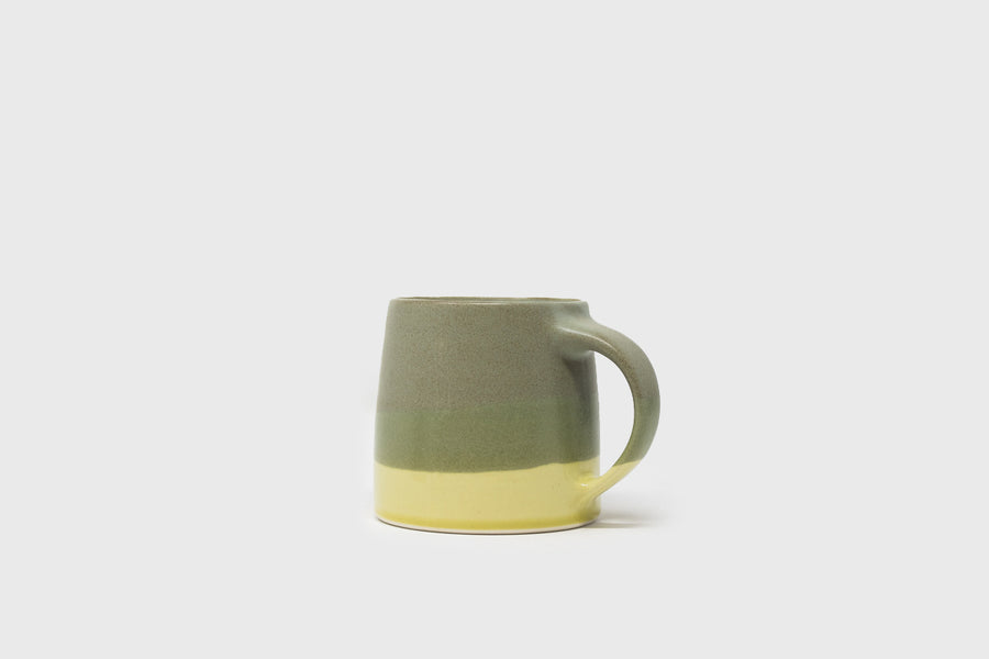 S.C.S. Porcelain Mug [320ml] Mugs & Cups [Kitchen & Dining] KINTO Moss Green / Yellow   Deadstock General Store, Manchester