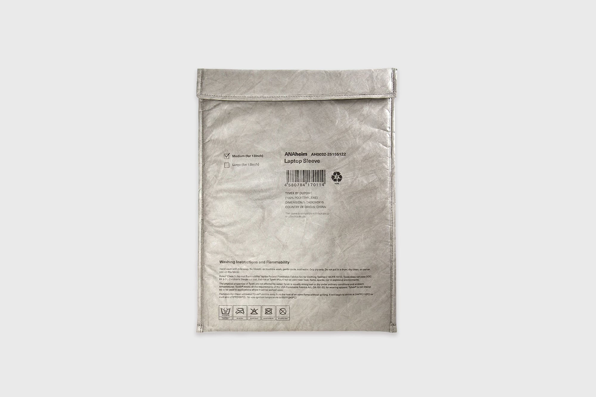 ANAheim - 13" TYVEK® Laptop Sleeve [Grey] - BindleStore.