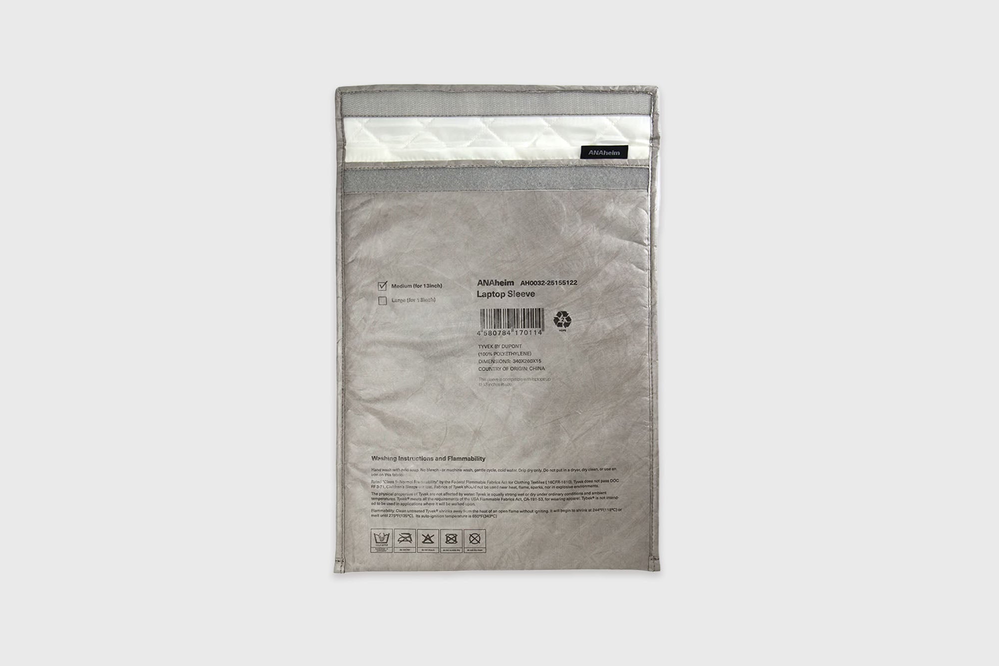 ANAheim - 13" TYVEK® Laptop Sleeve [Grey] - BindleStore.