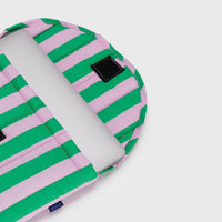 BAGGU Puffy Sleeve for 15 or 16 inch laptops – Pink Green Awning Stripe – open – BindleStore.  (Deadstock General Store, Manchester)
