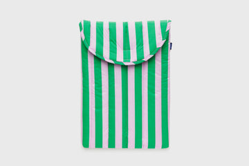 16" Puffy Laptop Sleeve [Pink Green Awning Stripe] Bags & Wallets [Accessories] BAGGU    Deadstock General Store, Manchester