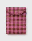13/14 Puffy Laptop Sleeve [Azalea Pink Tartan]