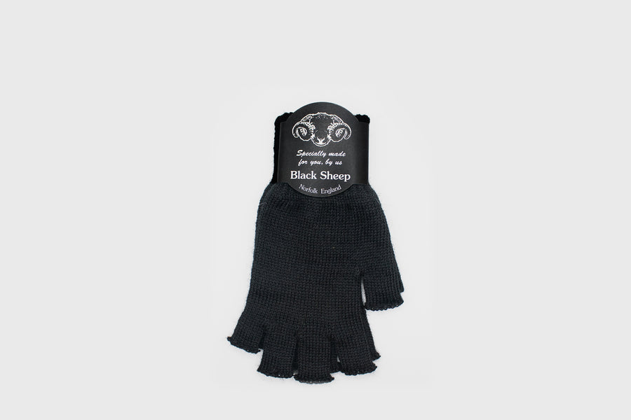 Fingerless Wool Gloves Hats, Scarves & Gloves [Accessories] Black Sheep Jet Black   Deadstock General Store, Manchester