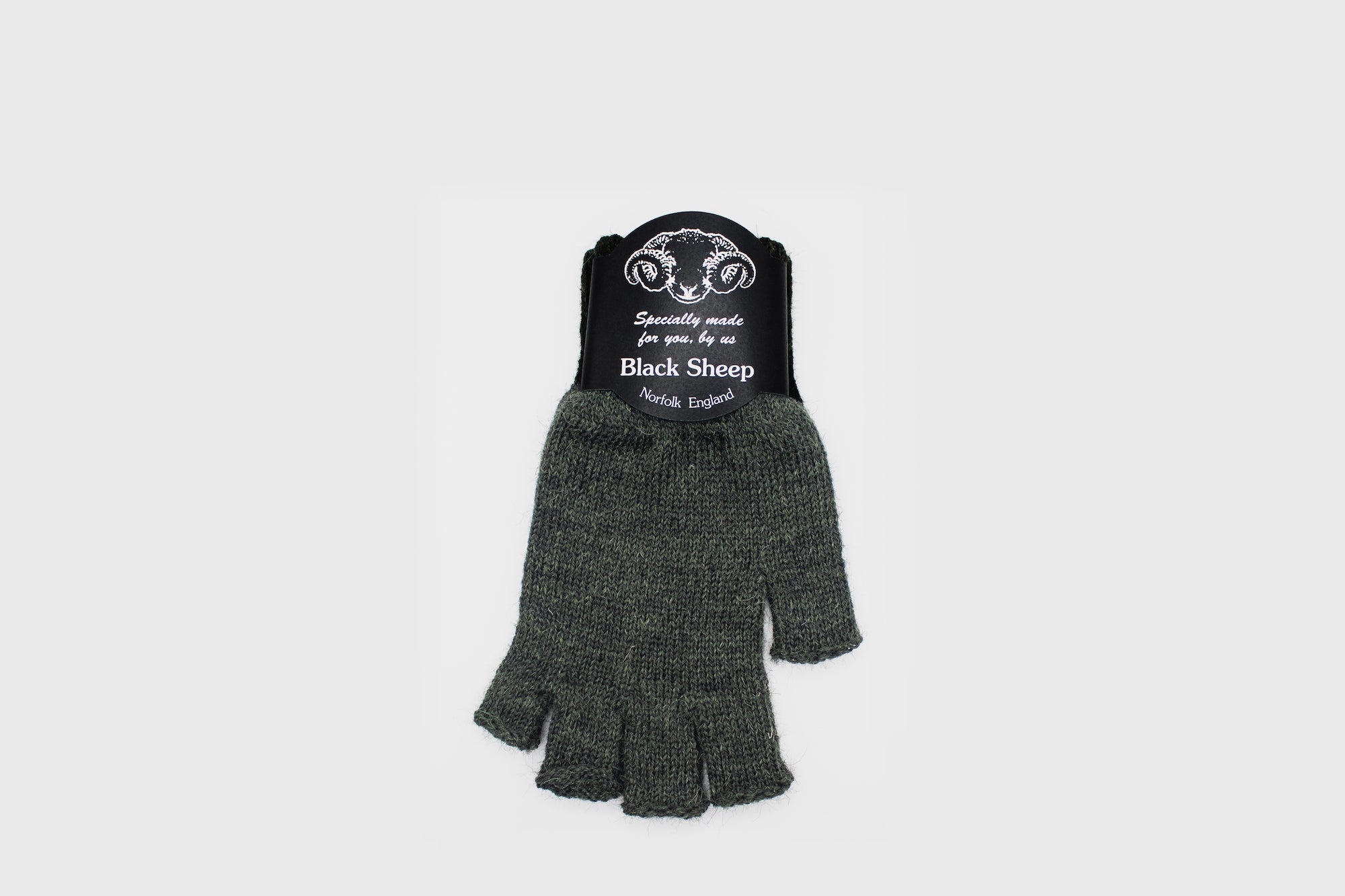 Fingerless Wool Gloves Hats, Scarves &amp; Gloves [Accessories] Black Sheep Moss Green   Deadstock General Store, Manchester