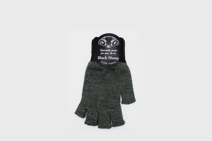 Fingerless Wool Gloves Hats, Scarves & Gloves [Accessories] Black Sheep Moss Green   Deadstock General Store, Manchester