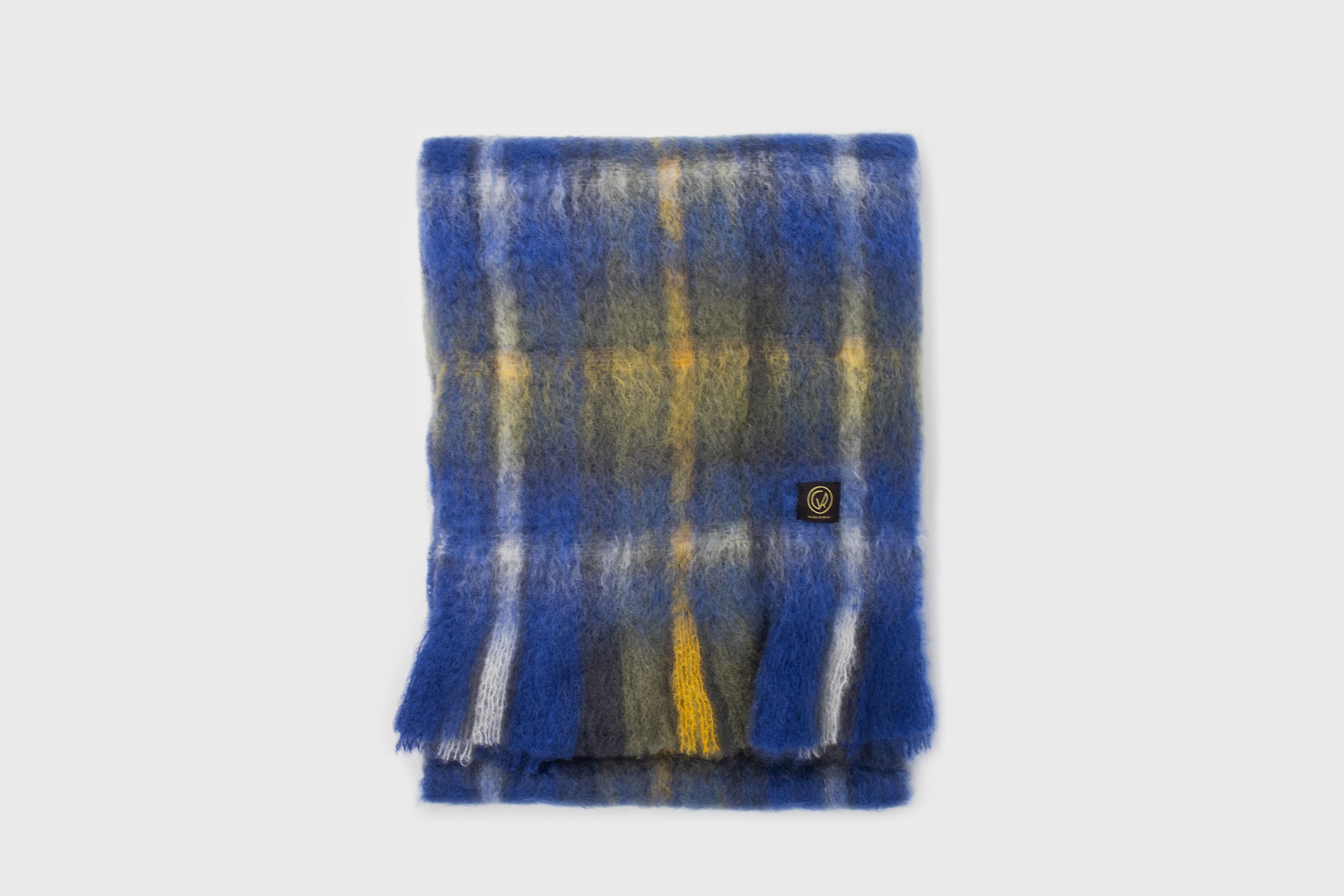 Mohair Tartan Scarf [Blue] Hats, Scarves & Gloves [Accessories] Mantas Ezcaray    Deadstock General Store, Manchester