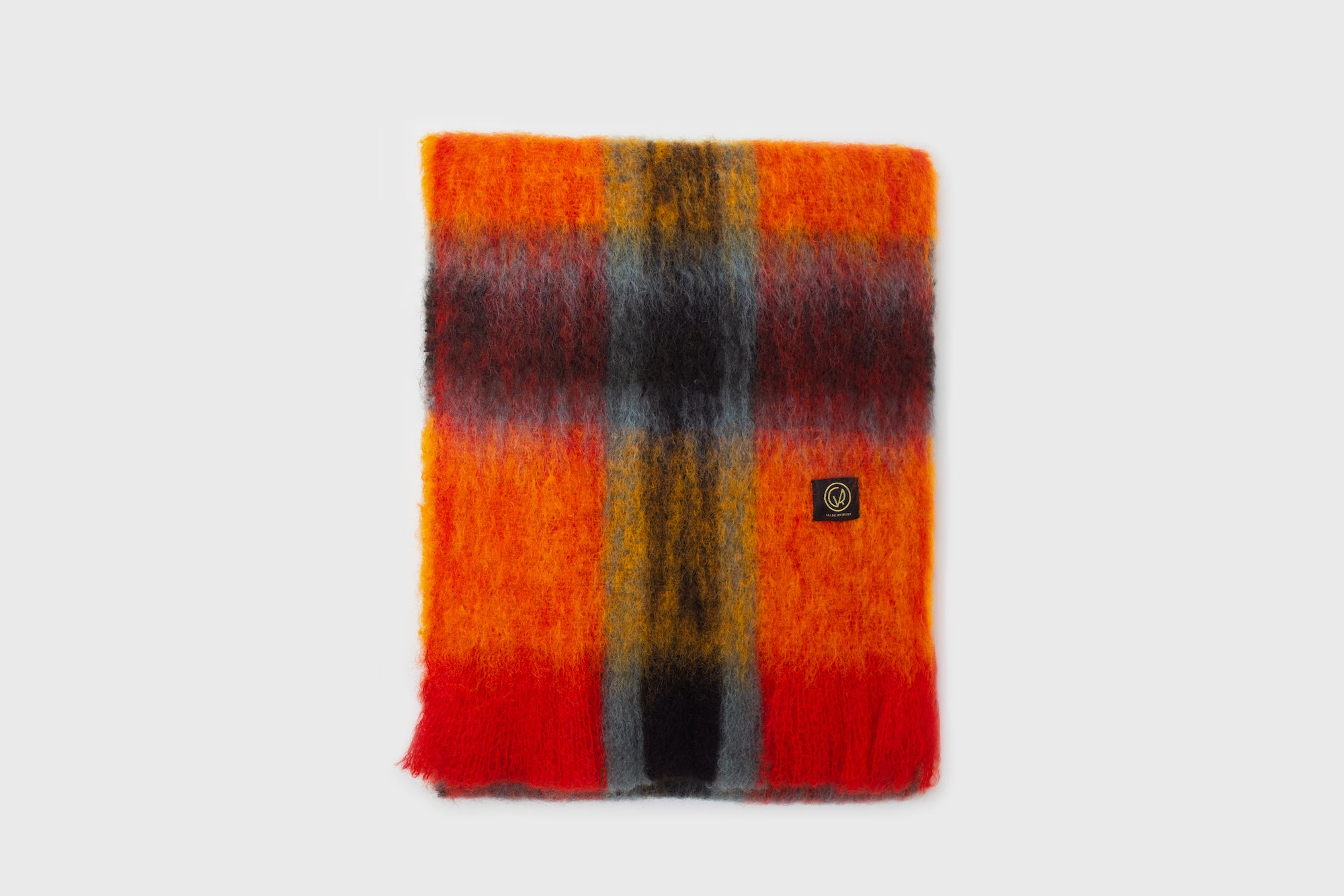 Mohair Tartan Scarf [Orange] Hats, Scarves &amp; Gloves [Accessories] Mantas Ezcaray    Deadstock General Store, Manchester