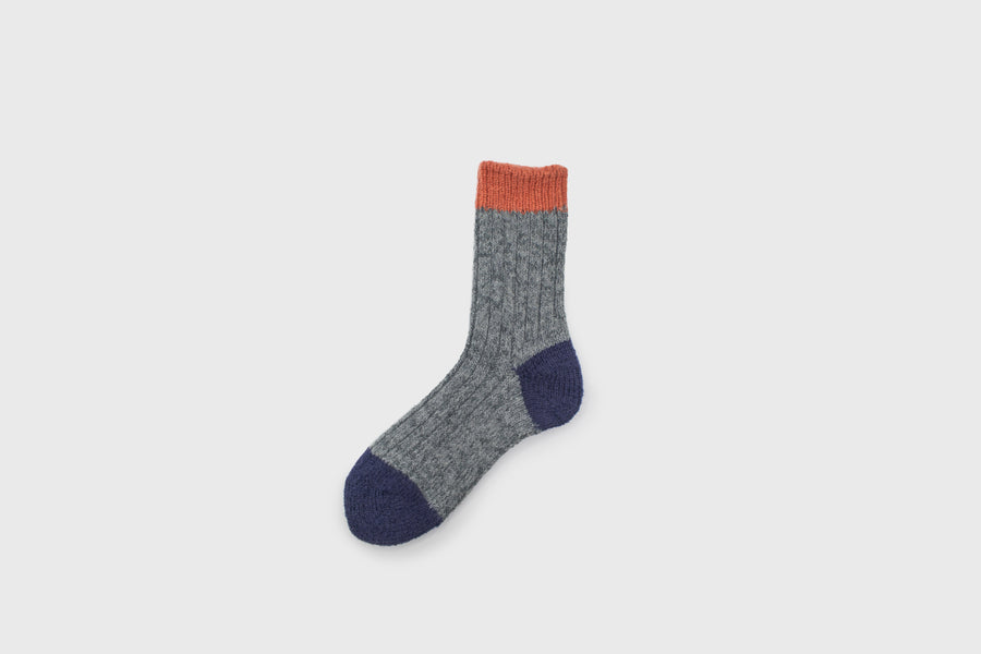 Mauna Kea Japanese Socks – Grey Wool Ribbed Pattern – BindleStore. (Deadstock General Store, Manchester)