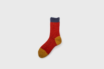 Mauna Kea Japanese Socks – Red Wool Ribbed Pattern – BindleStore. (Deadstock General Store, Manchester)