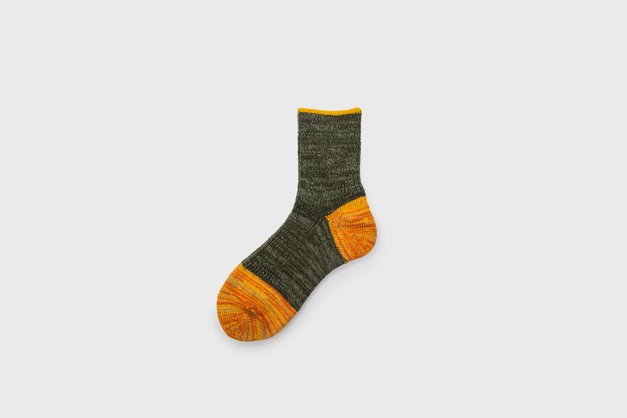 Mauna Kea Japanese Socks – Khaki Green Wool Switch Pattern – BindleStore. (Deadstock General Store, Manchester)
