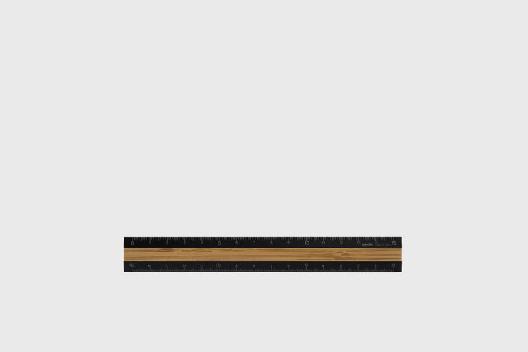 Aluminium Ruler – Black / Bamboo | Midori