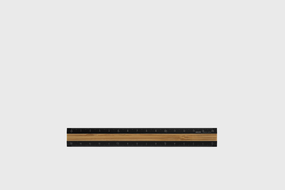 Aluminium Ruler – Black / Bamboo | Midori