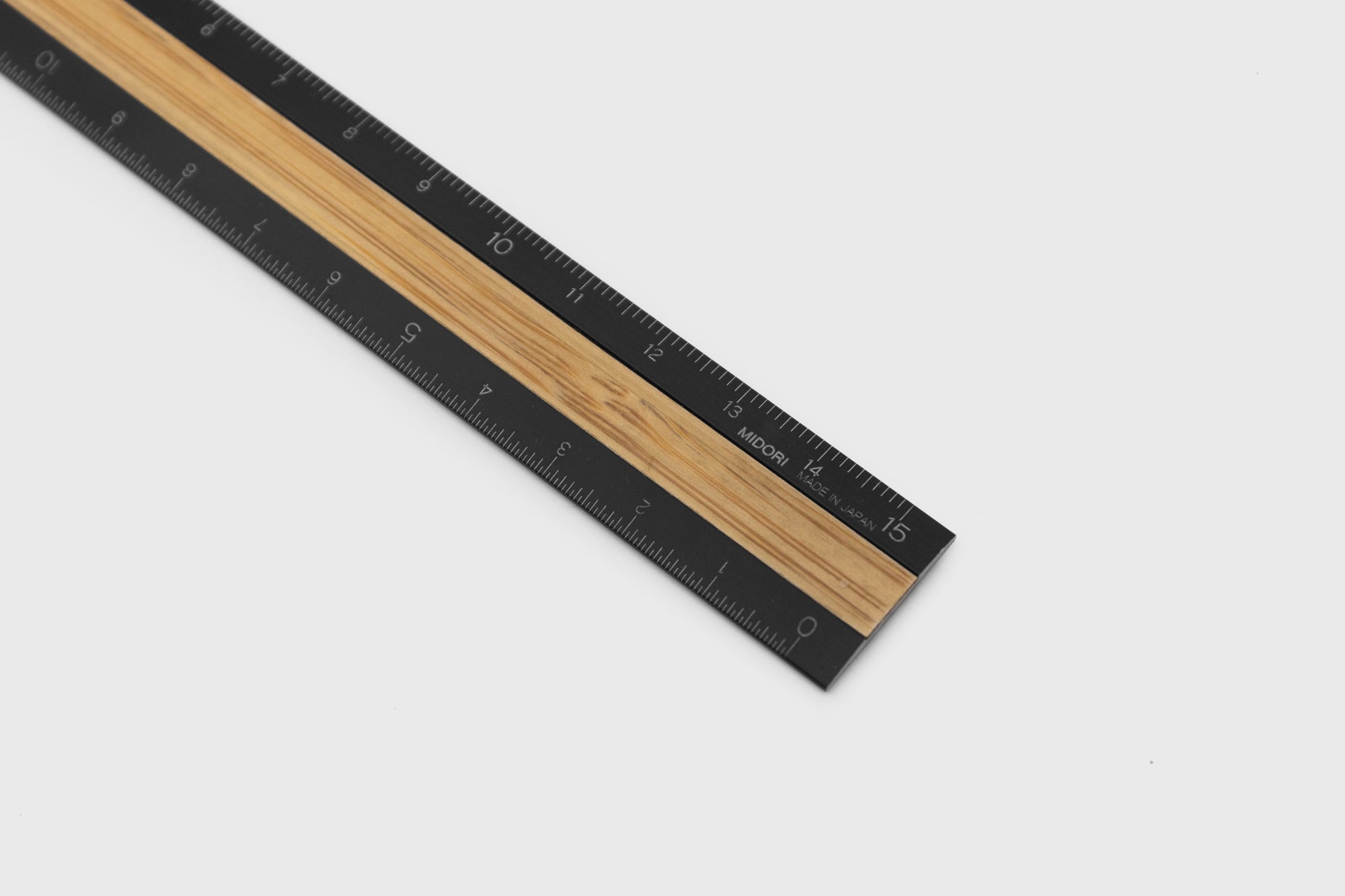 Aluminium Ruler – Black / Bamboo | Midori