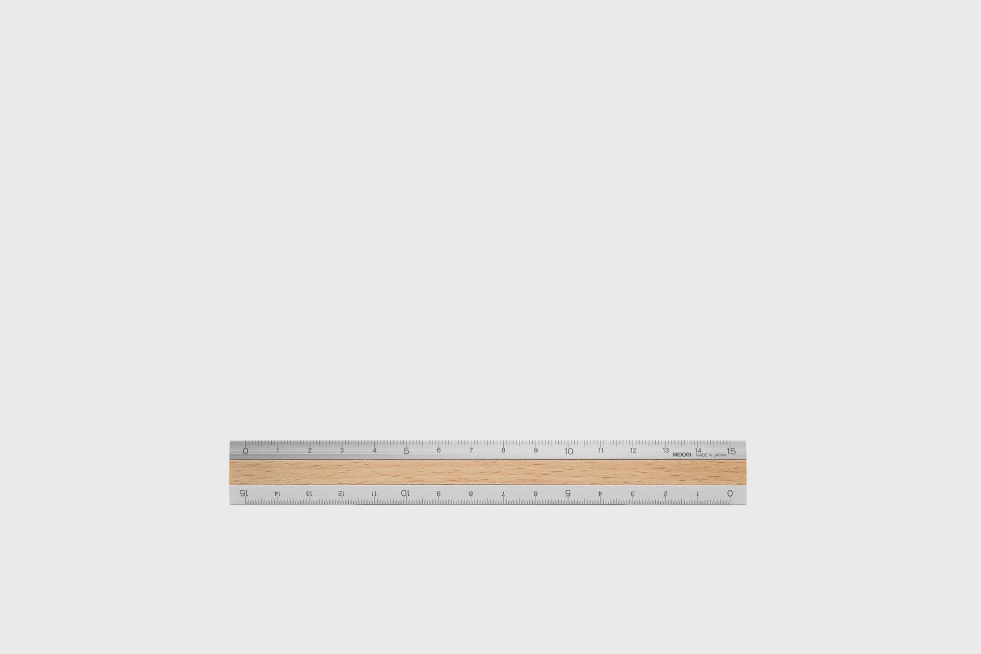 Aluminium Ruler [Silver/Beech] Stationery [Office &amp; Stationery] Midori    Deadstock General Store, Manchester