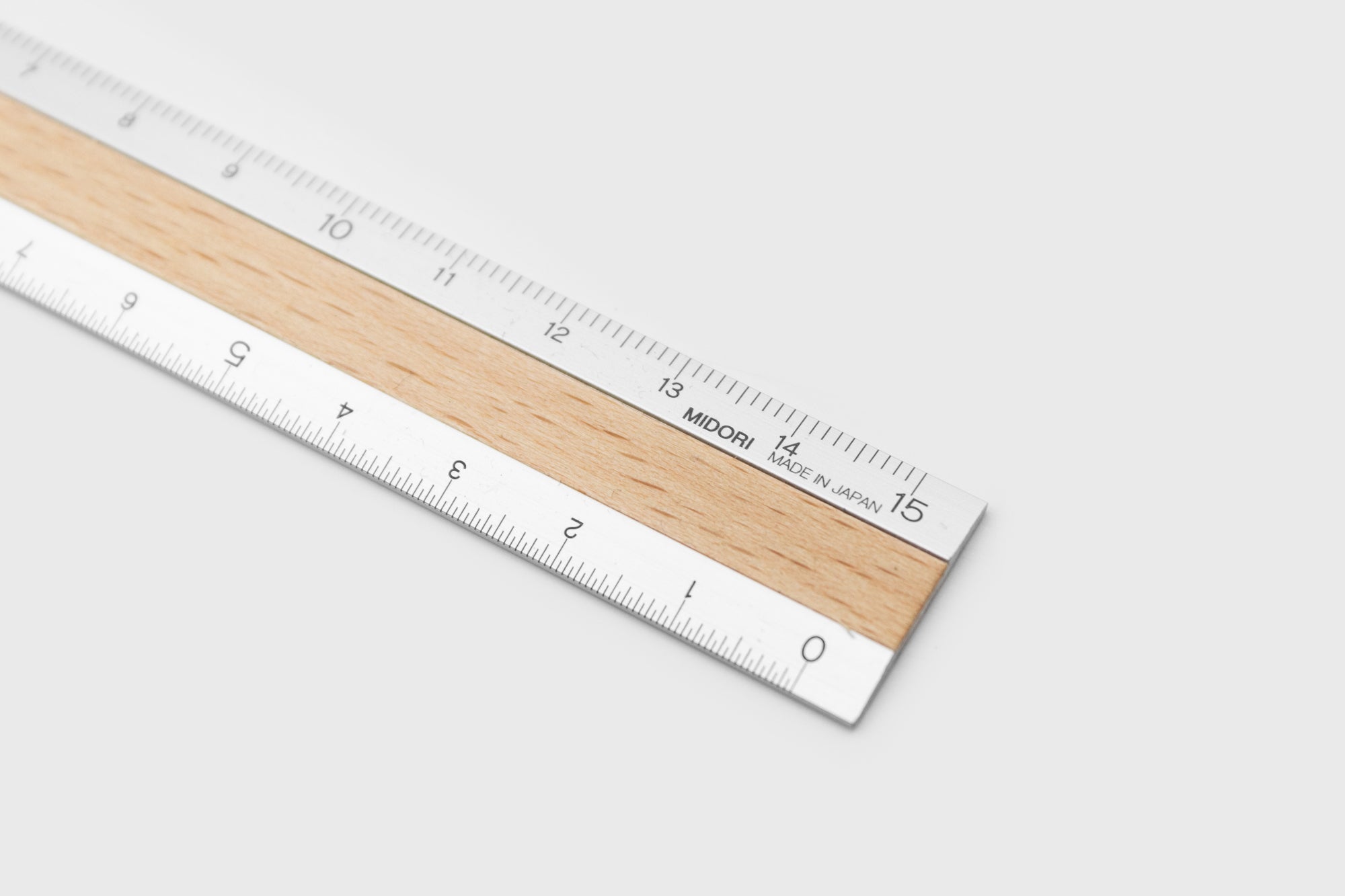 Aluminium Ruler [Silver/Beech] Stationery [Office &amp; Stationery] Midori    Deadstock General Store, Manchester