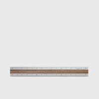Midori Designphil Aluminium Ruler – Silver – Walnut – BindleStore. (Deadstock General Store, Manchester)