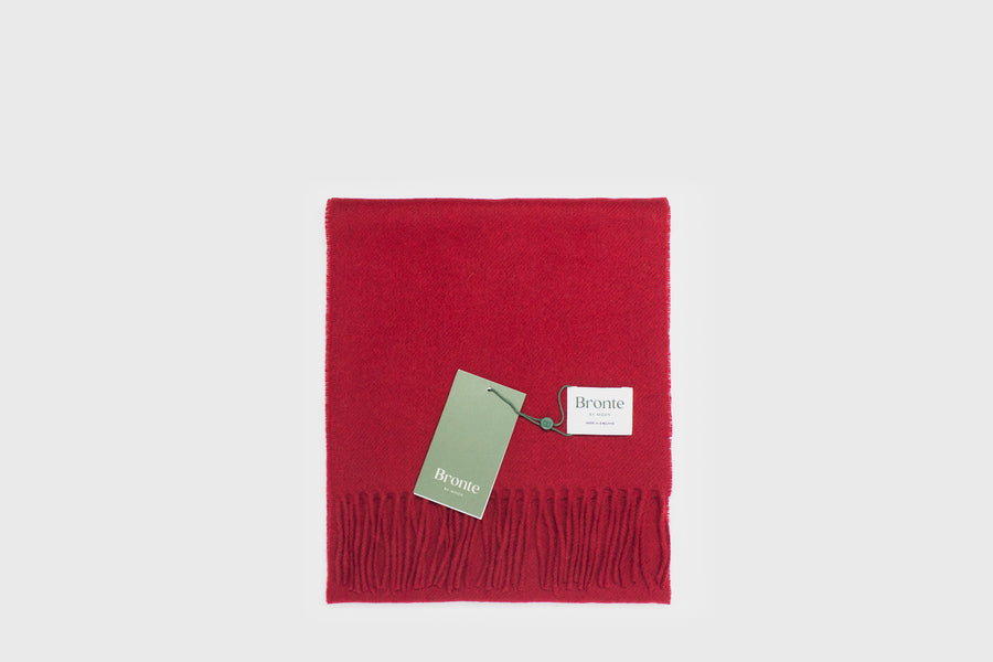 Abraham Moon Lambswool Merino Scarf – Bright Red Scarlet – Folded – BindleStore. (Deadstock General Store, Manchester)