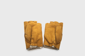 Sheepskin Fingerless Gloves [Caramel Suede] Hats, Scarves & Gloves [Accessories] Owen Barry    Deadstock General Store, Manchester