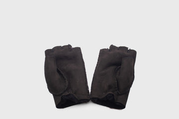 Sheepskin Fingerless Gloves [Espresso Suede] Hats, Scarves & Gloves [Accessories] Owen Barry    Deadstock General Store, Manchester