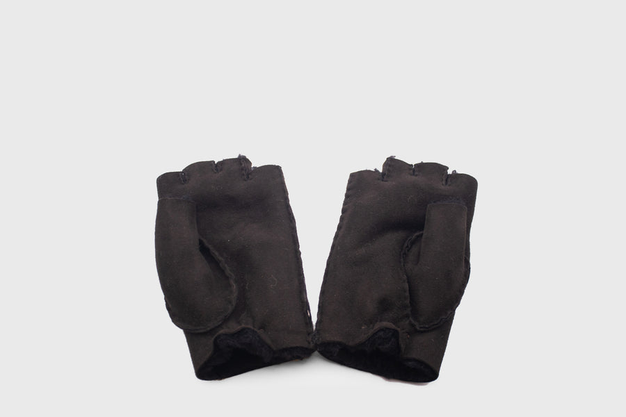 Sheepskin Fingerless Gloves [Espresso Suede]