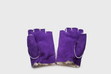 Sheepskin Fingerless Gloves [Purple Suede] Hats, Scarves & Gloves [Accessories] Owen Barry    Deadstock General Store, Manchester