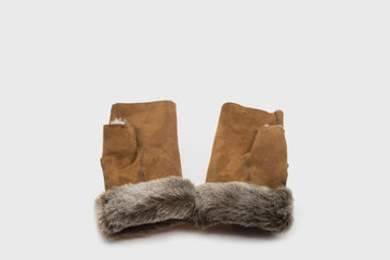 Sheepskin Fingerless Mittens [Caramel Suede] Hats, Scarves & Gloves [Accessories] Owen Barry    Deadstock General Store, Manchester