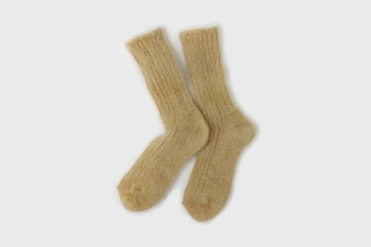 SOUKI - FEATHER Kid Mohair Socks [Beige] - BindleStore.