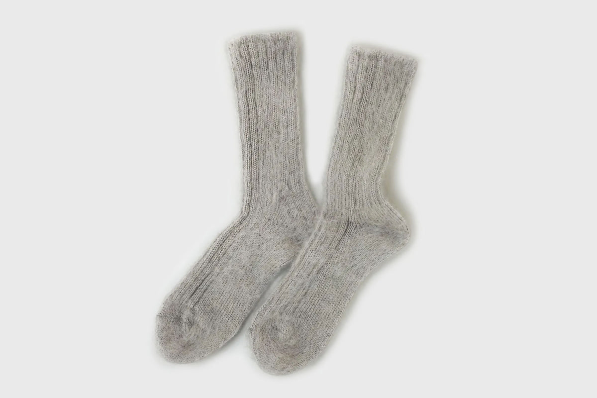 SOUKI - FEATHER Kid Mohair Socks [Grey] - BindleStore.
