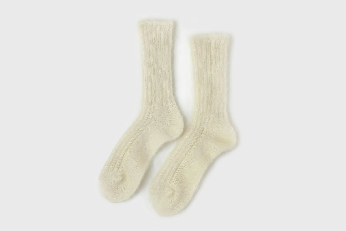SOUKI - FEATHER Kid Mohair Socks [White] - BindleStore.