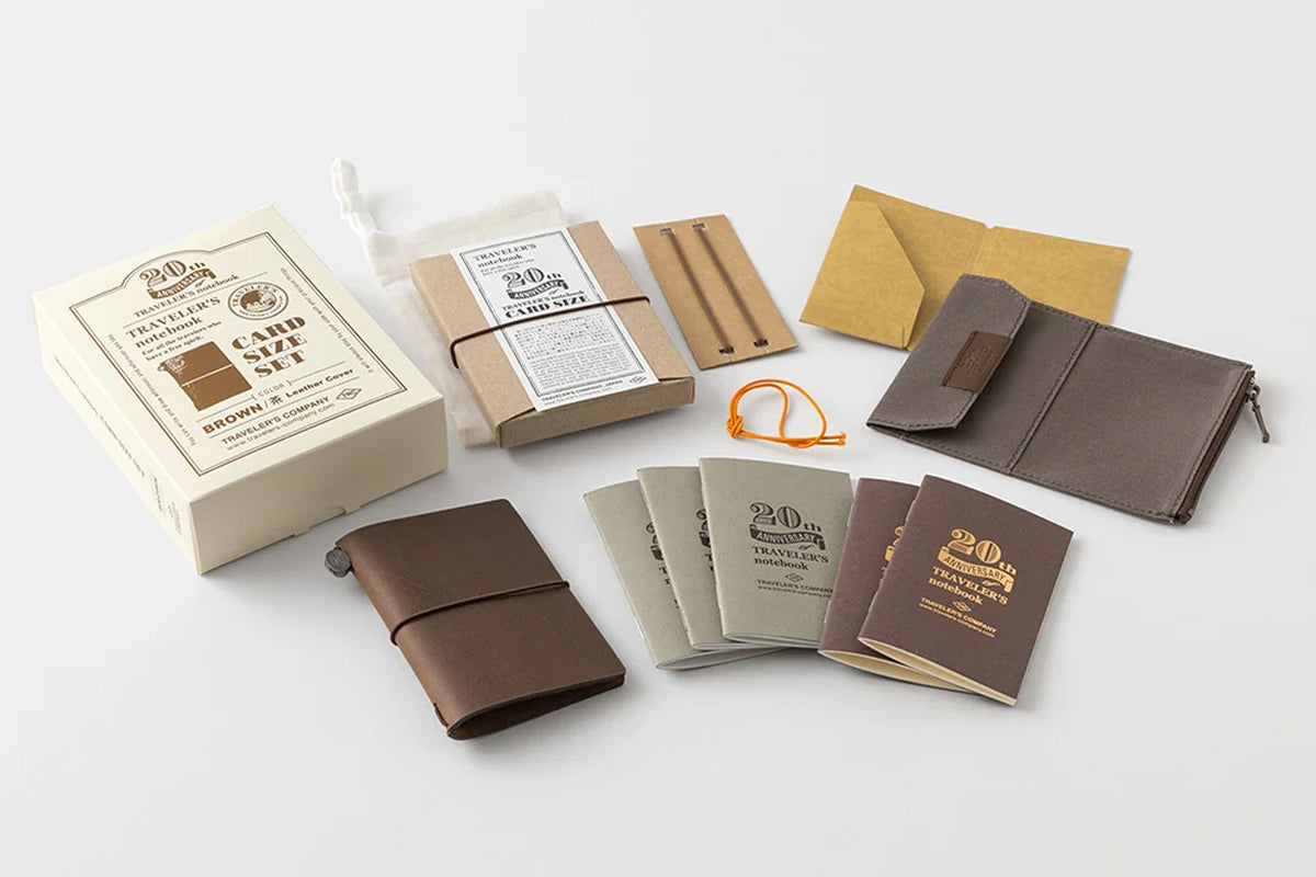 Traveler's Notebook Card Size 20th Anniversary Set [Brown]