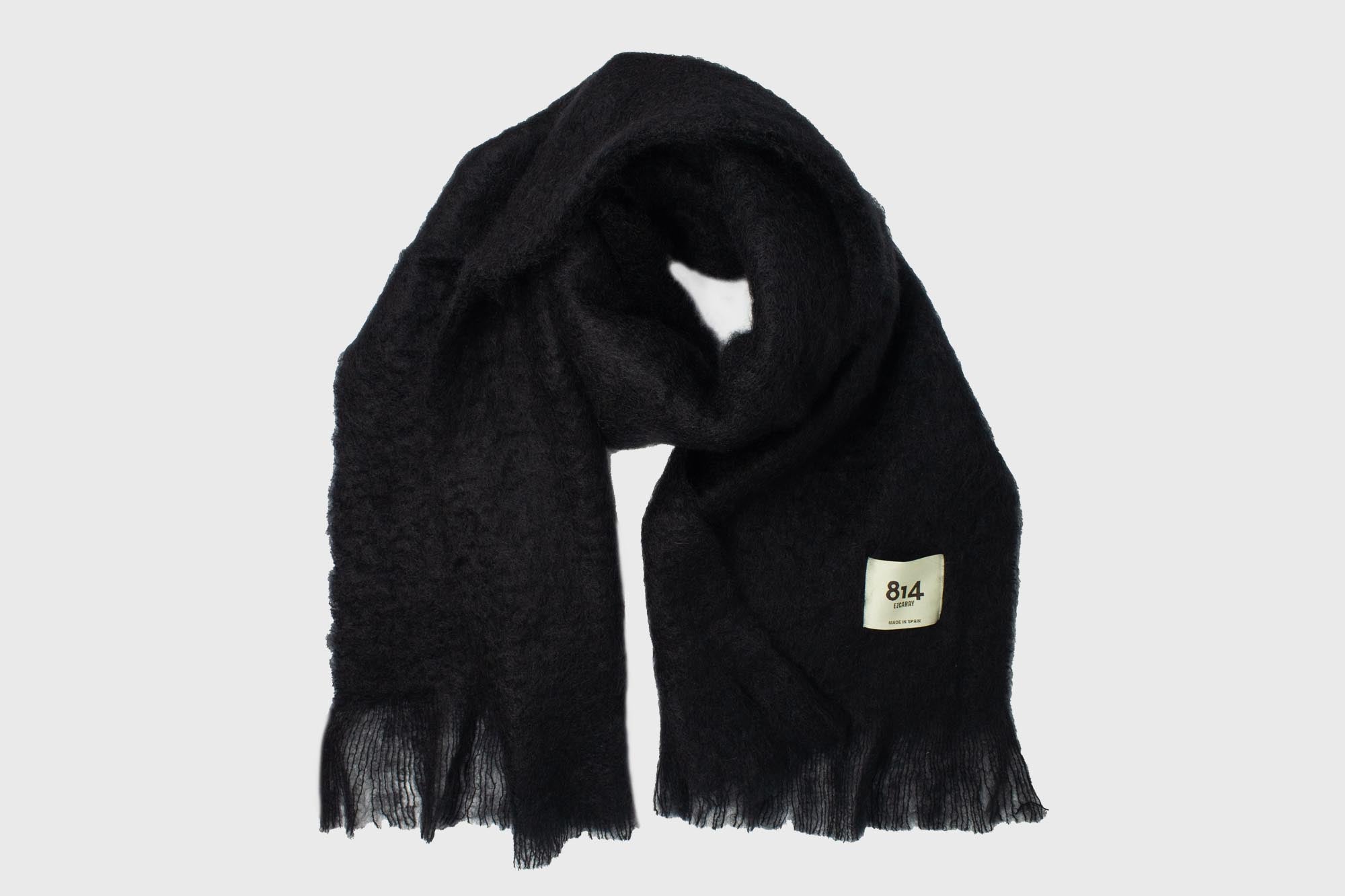 Mohair Plain Scarf Wide [Black]