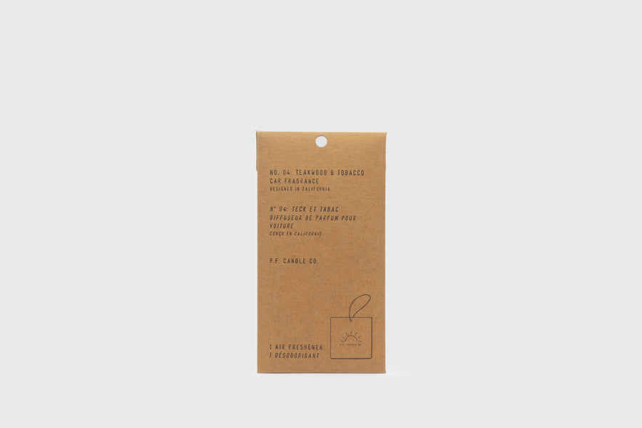P.F. Candle Co. 'Teakwood & Tobacco' Car Fragrance Card / Air Freshener – BindleStore. (Deadstock General Store, Manchester)