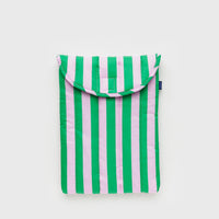 13/14” Puffy Laptop Sleeve [Pink Green Awning Stripe] Bags & Wallets [Accessories] BAGGU    Deadstock General Store, Manchester