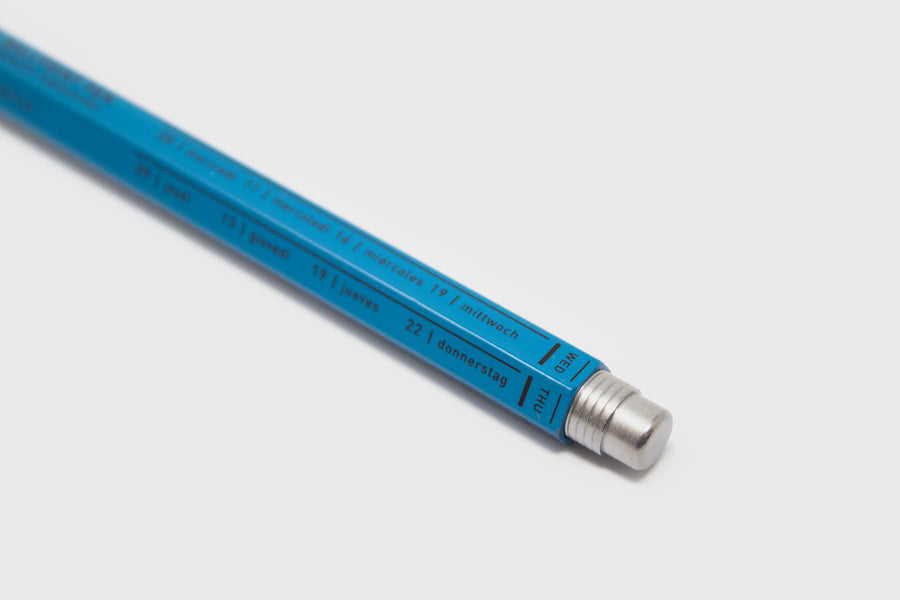 Mark's Inc Japanese 'Days' Gel Ballpoint Pen, Blue, close up mechanism - BindleStore. (Deadstock General Store, Manchester)