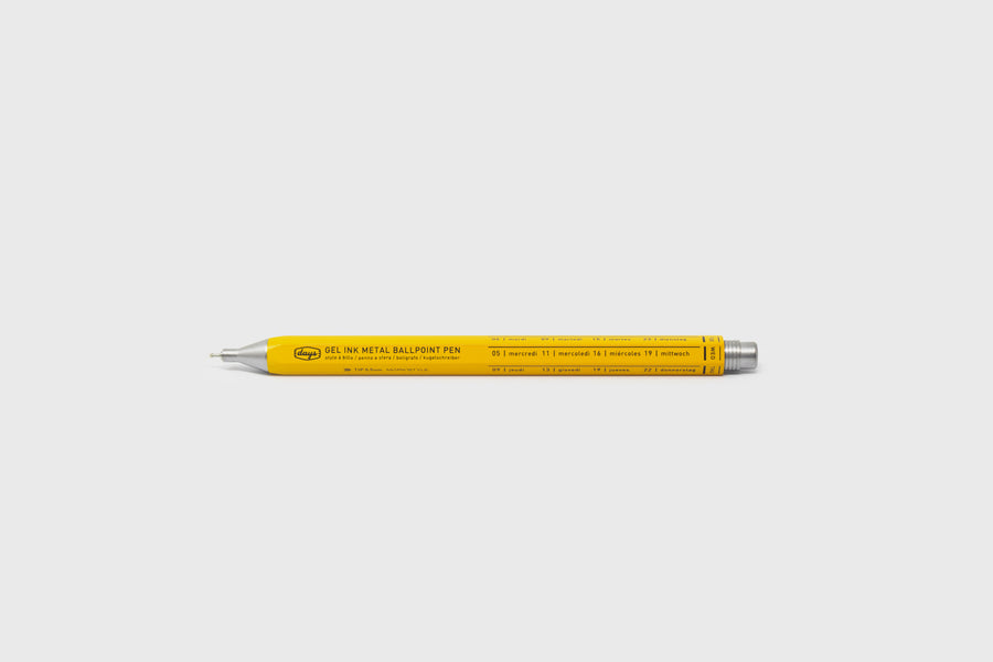 Mark's Inc Japanese 'Days' Gel Ballpoint Pen, Yellow - BindleStore. (Deadstock General Store, Manchester)