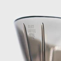KINTO Coffee Dripper / Brewer, 2 cup size, close up 'Slow Coffee Style' logo – BindleStore. (Deadstock General Store, Manchester)