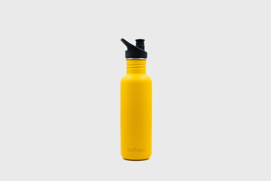 Klean Kanteen golden mustard yellow 27oz reusable sustainable steel water bottle – BindleStore. (Deadstock General Store, Manchester)
