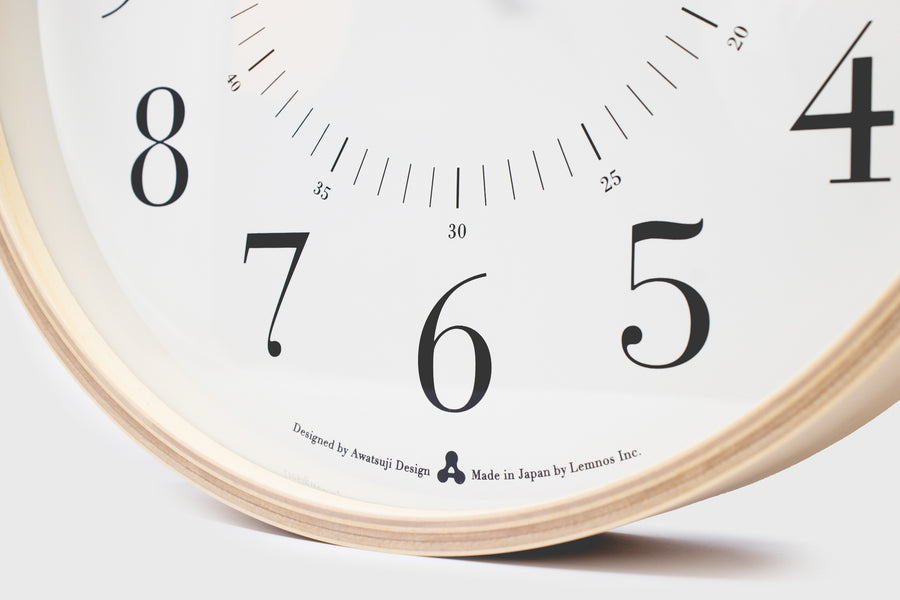 Lemnos Japan AWA Toki wall clock close up numbers - BindleStore.