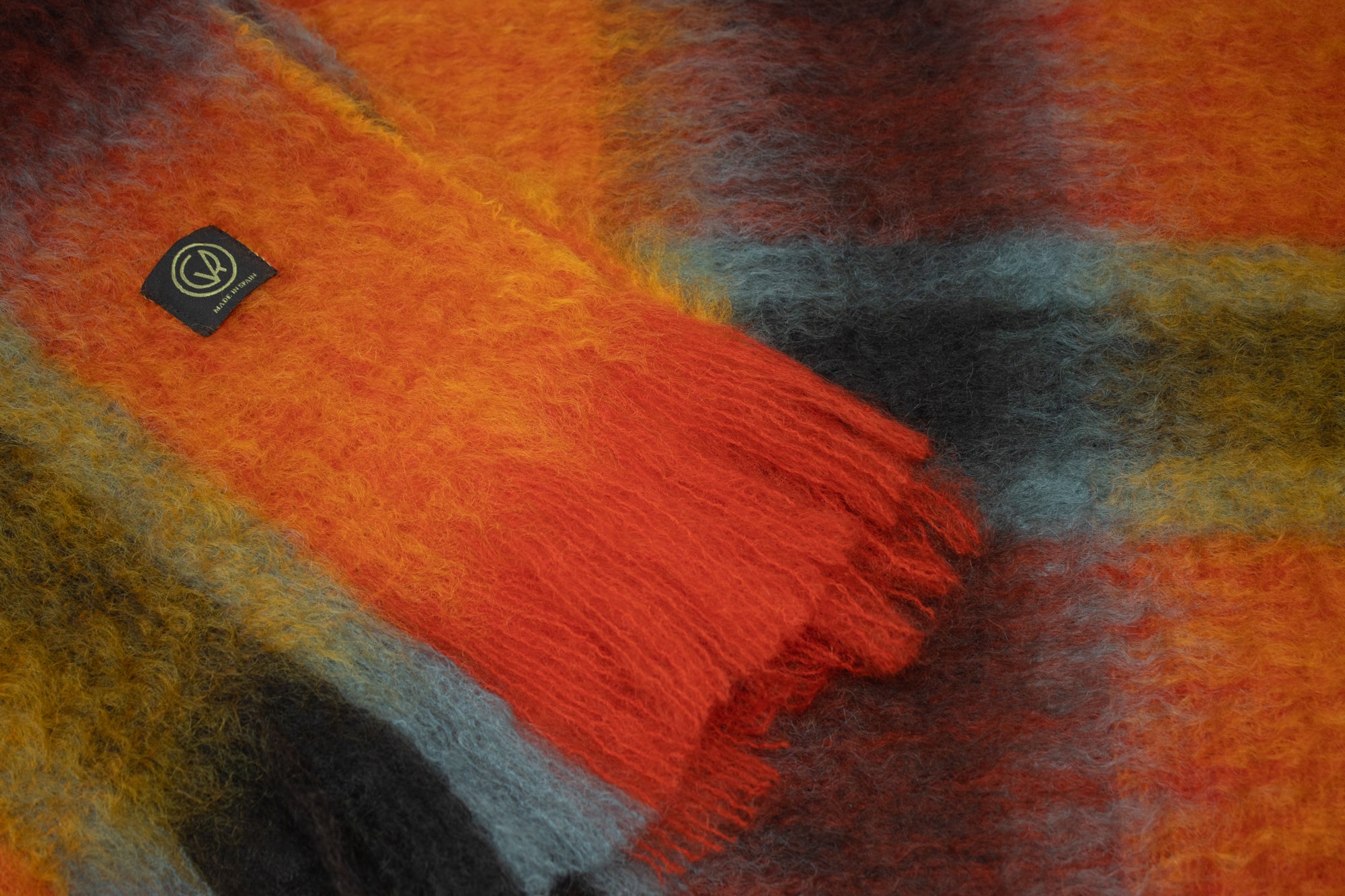 Mohair Tartan Scarf [Orange] Hats, Scarves &amp; Gloves [Accessories] Mantas Ezcaray    Deadstock General Store, Manchester