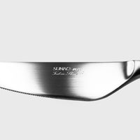 Tsubame Shinko SUNAO cutlery, knife engraving close up - BindleStore.