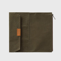 Midori Traveler's Company cotton zipper case wallet for Japanese Traveler's Notebook - khaki - BindleStore. (Deadstock General Store, Manchester)