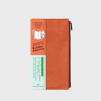 Midori Traveler's Company cotton zipper case wallet for Japanese Traveler's Notebook - orange closed - BindleStore. (Deadstock General Store, Manchester)