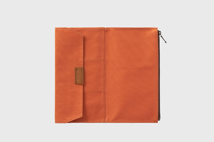 Midori Traveler's Company cotton zipper case wallet for Japanese Traveler's Notebook - orange - BindleStore. (Deadstock General Store, Manchester)