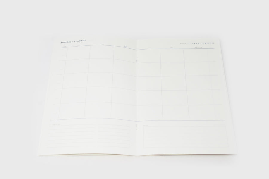 Kartotek Monthly Planner Notebook open - BindleStore.