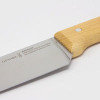 Opinel No.118 Chef's Knife, wood handle, close up steel blade - BindleStore.